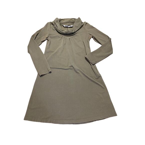ATHLETA Green Cowl Neck sweater Dress Sz. Xs Pocket Stretch Organic Cotton - Picture 4 of 11